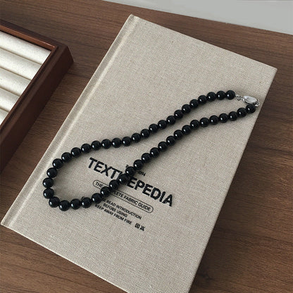 Nature Stone Black Red Beaded agate necklace