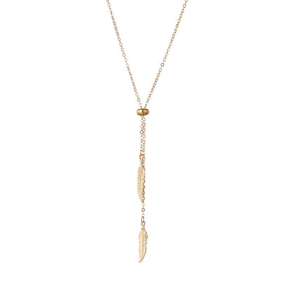 Sexy Square Long Tassel Leaf Pendant Necklace