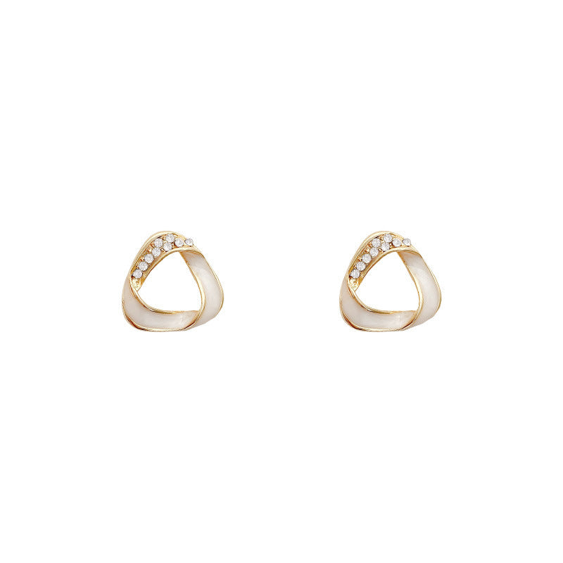 Triangle White Rhinestone Earrings