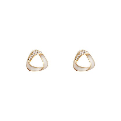 Triangle White Rhinestone Earrings