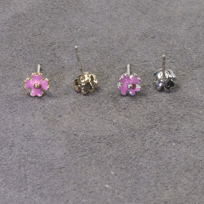 Flower petal pearl stud earrings set
