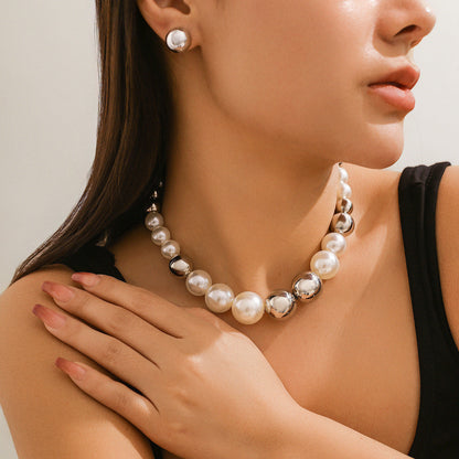Hip-hop Punk Large Beads Short Necklace Women CCB Beads