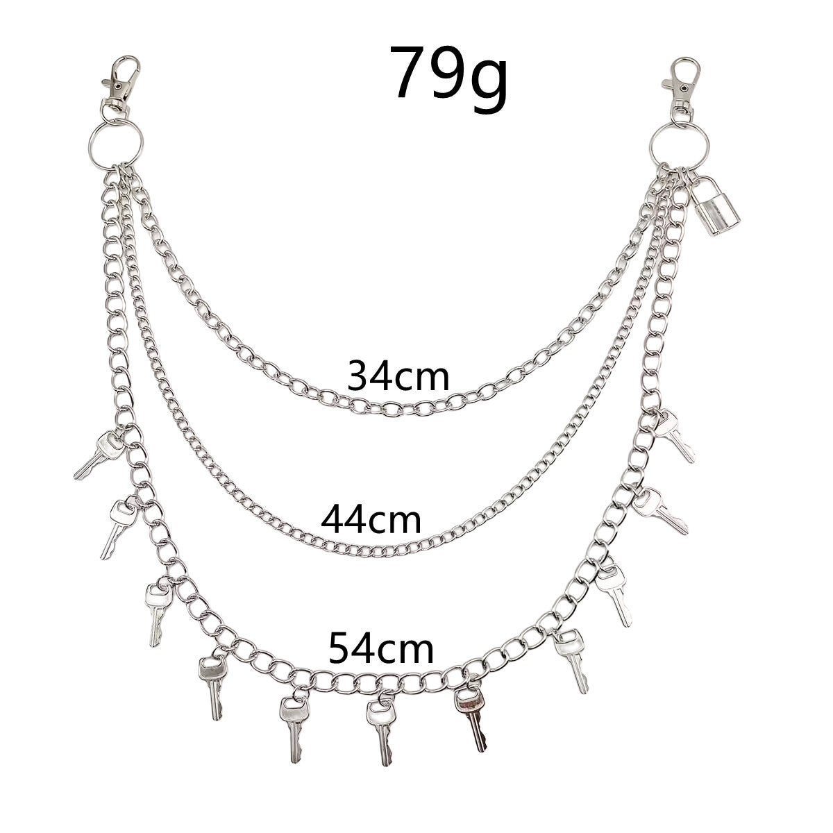 Vintage Metal Key Pendant Multi-layer Waist Chain