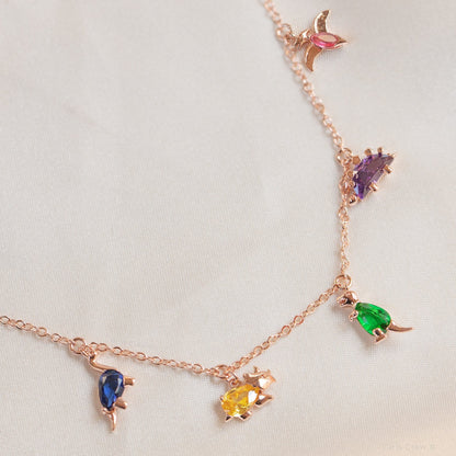 Dinosaur Clavicle Chain Gold Color Protection Necklaces