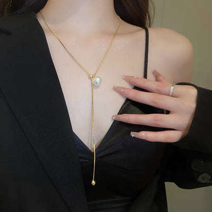 Single Pearl Drawstring Necklace