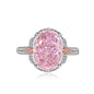 Multicolor Ice Flower Cut Oval CZ Adjustable Ring, 10*14mm 8A Cubic Zirconia, Two-Tone Pave CZ Band, Dainty Luxe