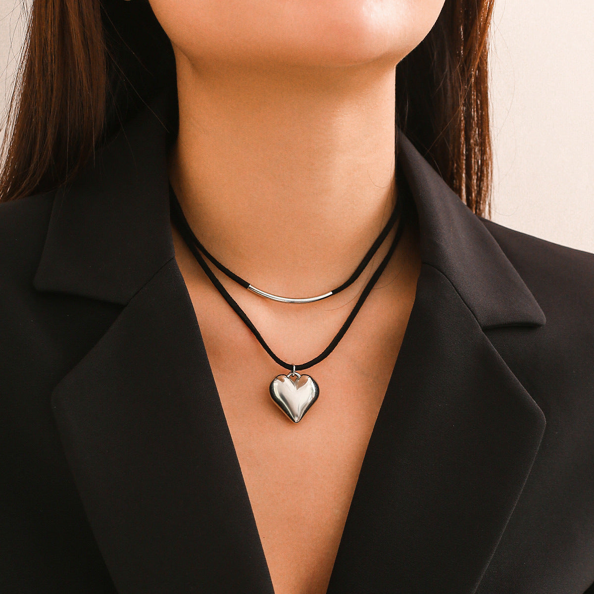 Double Layer Heart Pendant Necklace