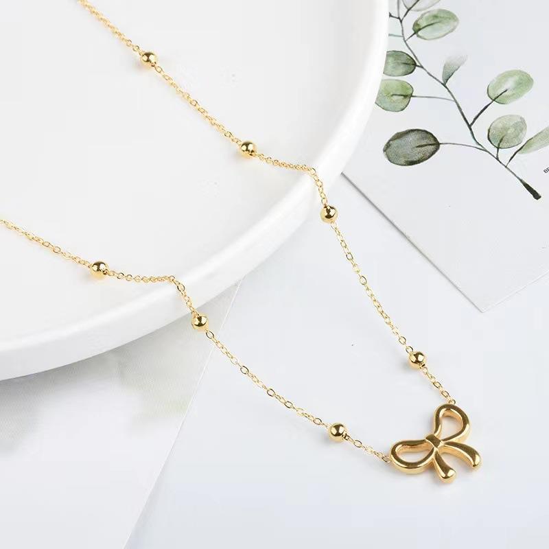 Women's Bow Titanium Steel For Gold Starry Necklaces