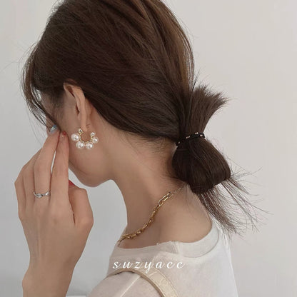Hoop Imitation Pearl C-Shaped Earrings