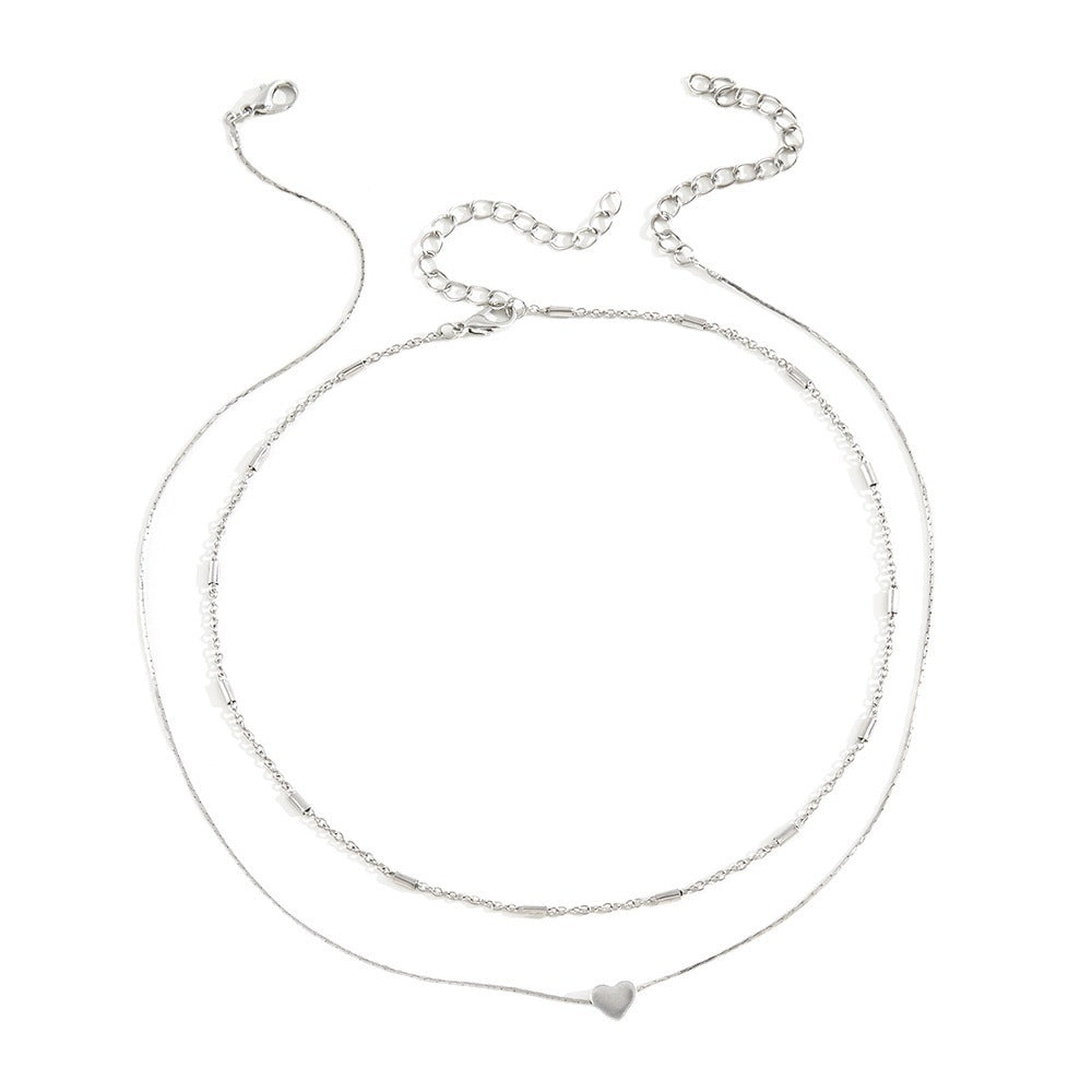 Layered Heart Pendant Necklace Jewelry