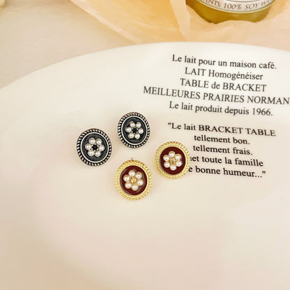 Flower Pearl Design Earrings Round Pearl Earrings
