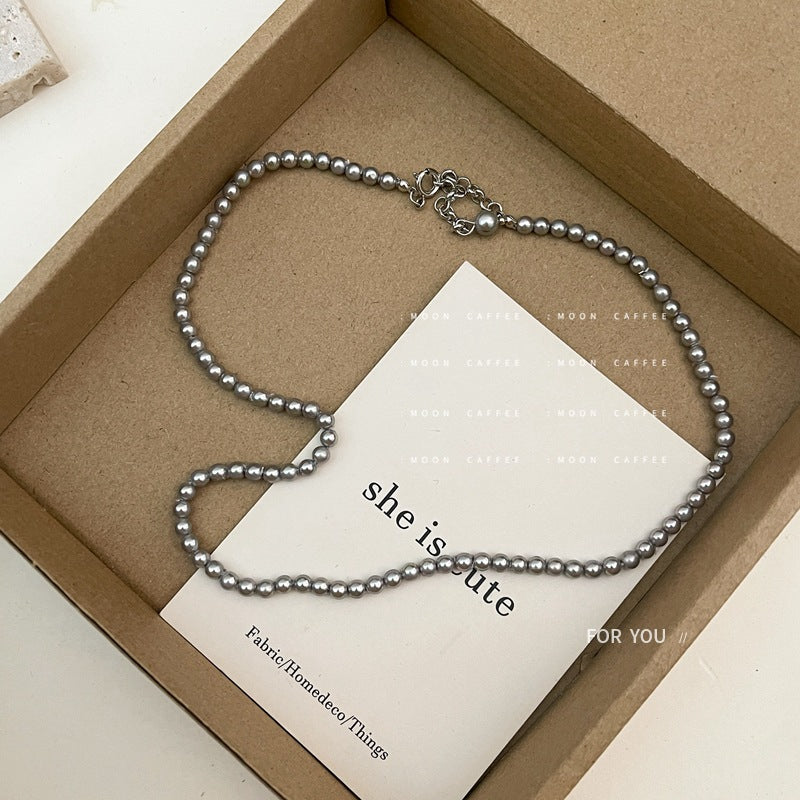 Design Sense French Retro Gray Pearl Female Stylish Necklaces