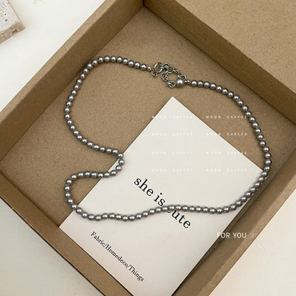 Design Sense French Retro Gray Pearl Female Stylish Necklaces