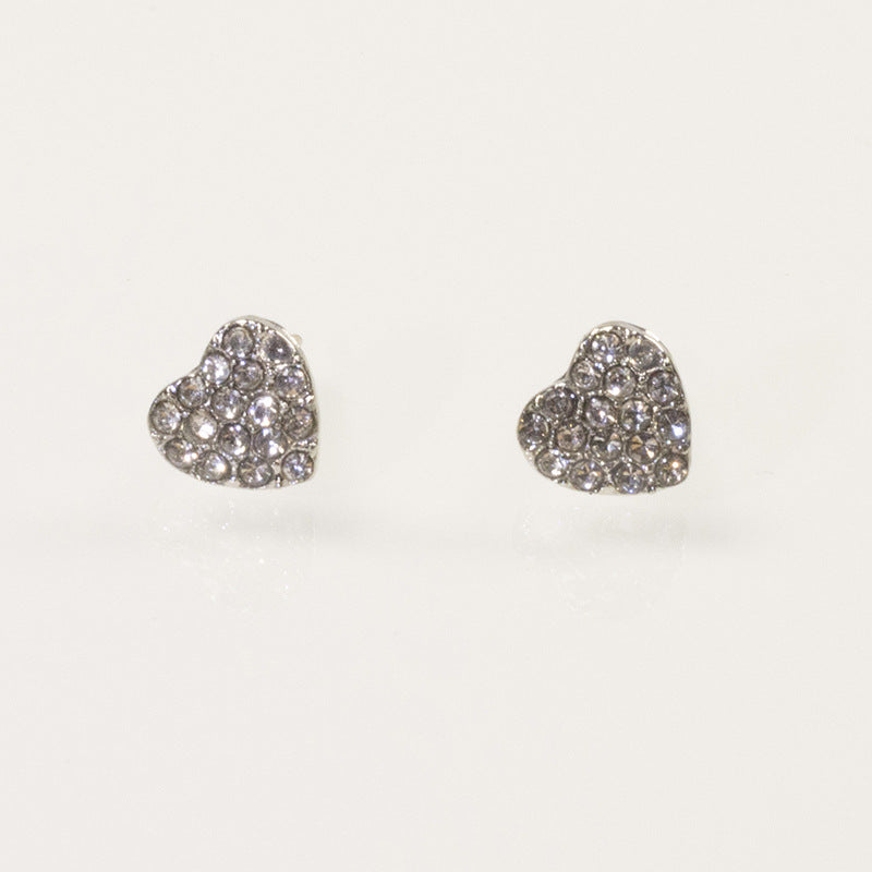 Metal Love Heart Rhinestone Earring
