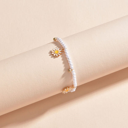 Summer Pearl Daisy Pendant Beach Sweet Cute Anklet Chain