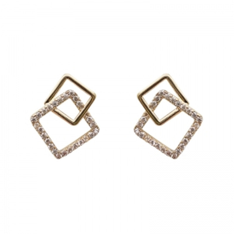 Geometry Hollow Rhinestone Squares Earrings