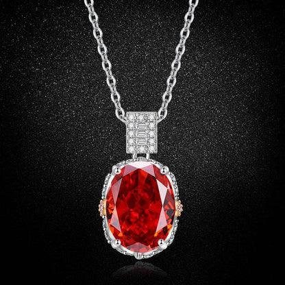 Multicolor Ice Flower Cut Oval CZ Pendant Necklace, 10*14mm 8A Cubic Zirconia, Two-Tone Pave CZ Halo with Pavé Top Frame, Adjustable Chain