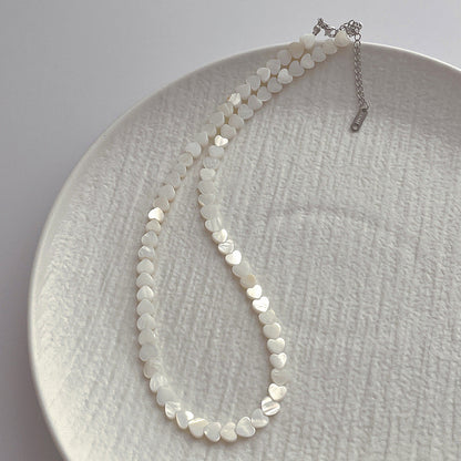 Nature Bead Heart Shell Necklace