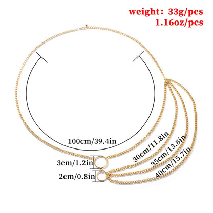 Elegant Multilayer Gold Chain Waist Belt