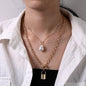 Heart Star Charm Paperclip Chain Choker Necklace Layered Lock Pendant