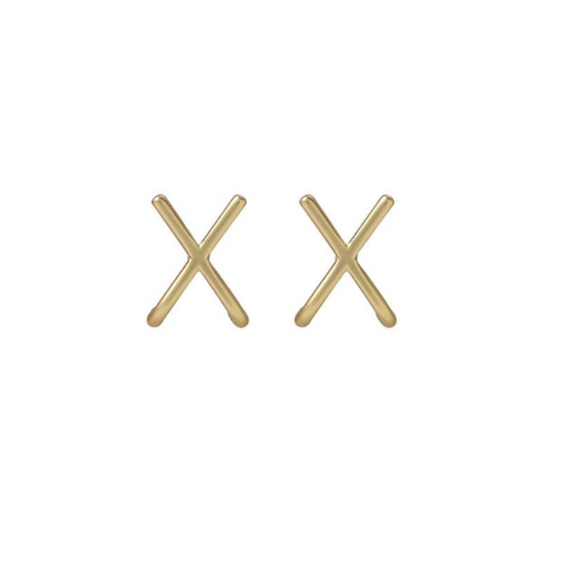 Geometric Cross X Shape Stud Earrings