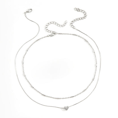 Lovely Style Necklaces 2 Layers Love Heart Multi-layer Chain Choker