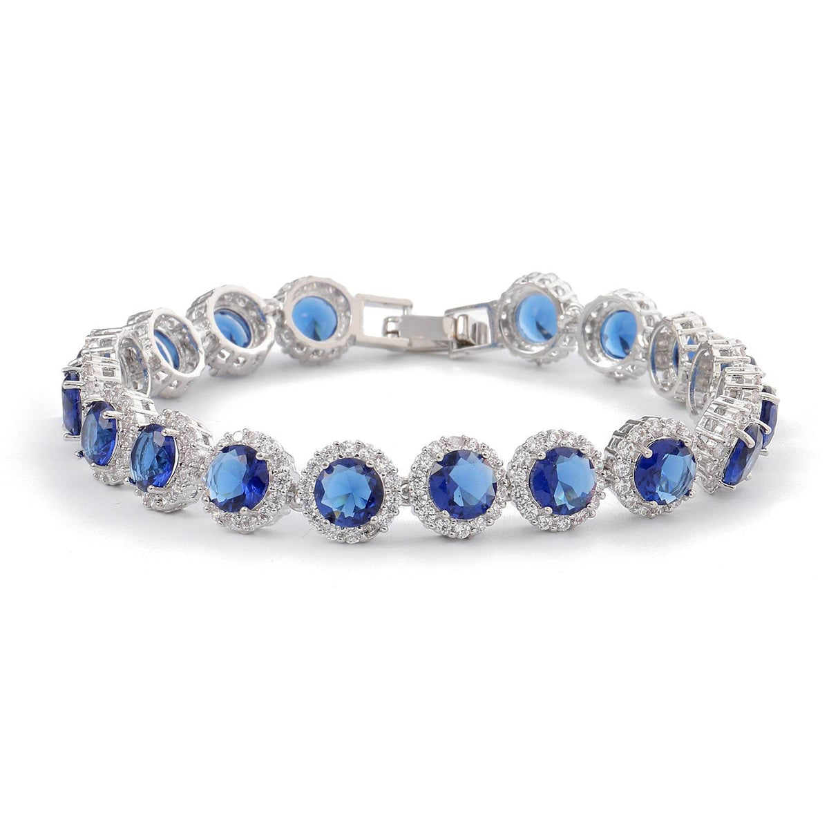 Dazzling Multicolor Cubic Zirconia Round Halo Chain Bracelet, Colored Gem Stones, Adjustable Design, and Unique Patterns