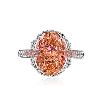 Multicolor Ice Flower Cut Oval CZ Adjustable Ring, 10*14mm 8A Cubic Zirconia, Two-Tone Pave CZ Band, Dainty Luxe