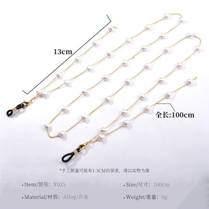 Heart Pearl Color Clip Bead Metal Glasses Chain