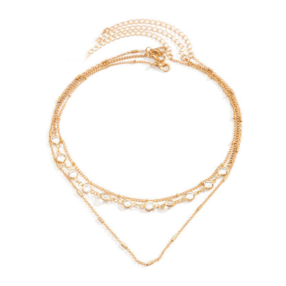 Crystal Layered Paperclip Chain Necklaces Choker