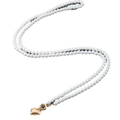 Imitation Pearl Multilayer Choker Necklace for Women Elegant Heart Pendant Necklace