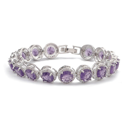 Dazzling Multicolor Cubic Zirconia Round Halo Chain Bracelet, Colored Gem Stones, Adjustable Design, and Unique Patterns