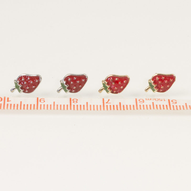 Women Fruit Strawberry Enamel Earrings