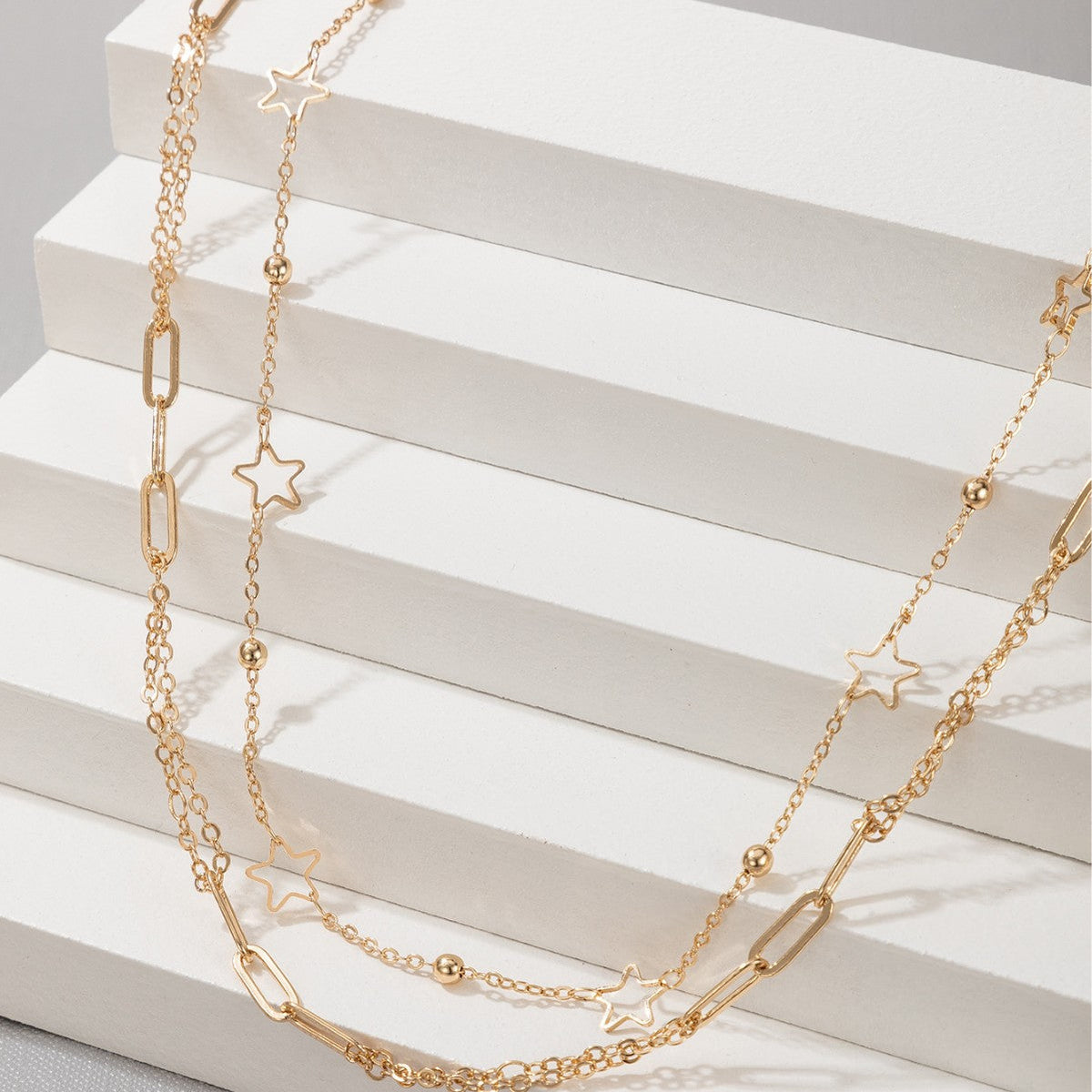 Double Layers Chain Star Charm Necklace