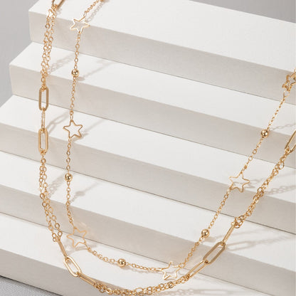 Double Layers Chain Star Charm Necklace