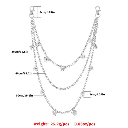 Rock butterfly Pants Multi-Layer Chain Casual Punk Jeans Waist Chain