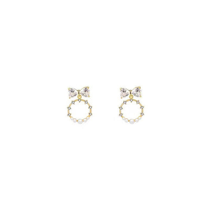 Elegant Vintage Rhinestone Bow Drop Earrings