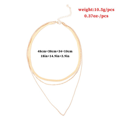 Punk Multi Layered Flat Blade Snake Link Chain Choker Necklace