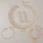 Pearls Daisy Flower Bracelet Earring Necklace Jewelry Set