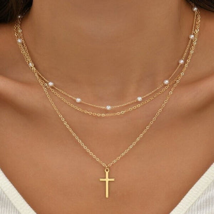 Pearl Pendant Multi-layer Necklace Stylish Women