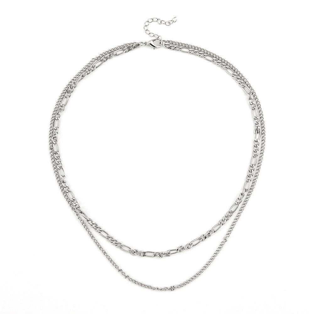 Multi Double 2 Layers Simple Chain Necklace