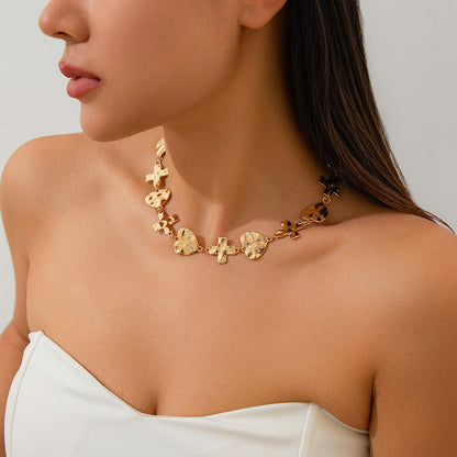Ornament Fashion Punk Cross Buckle Design Necklaces