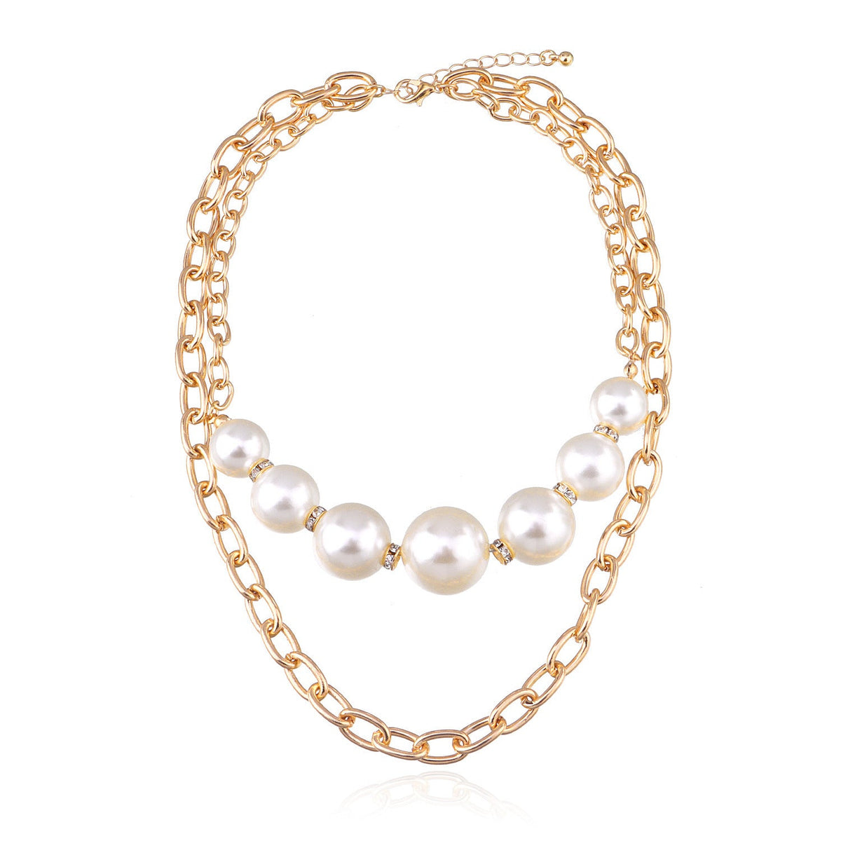 Punk Round Beads Double Layered Necklace