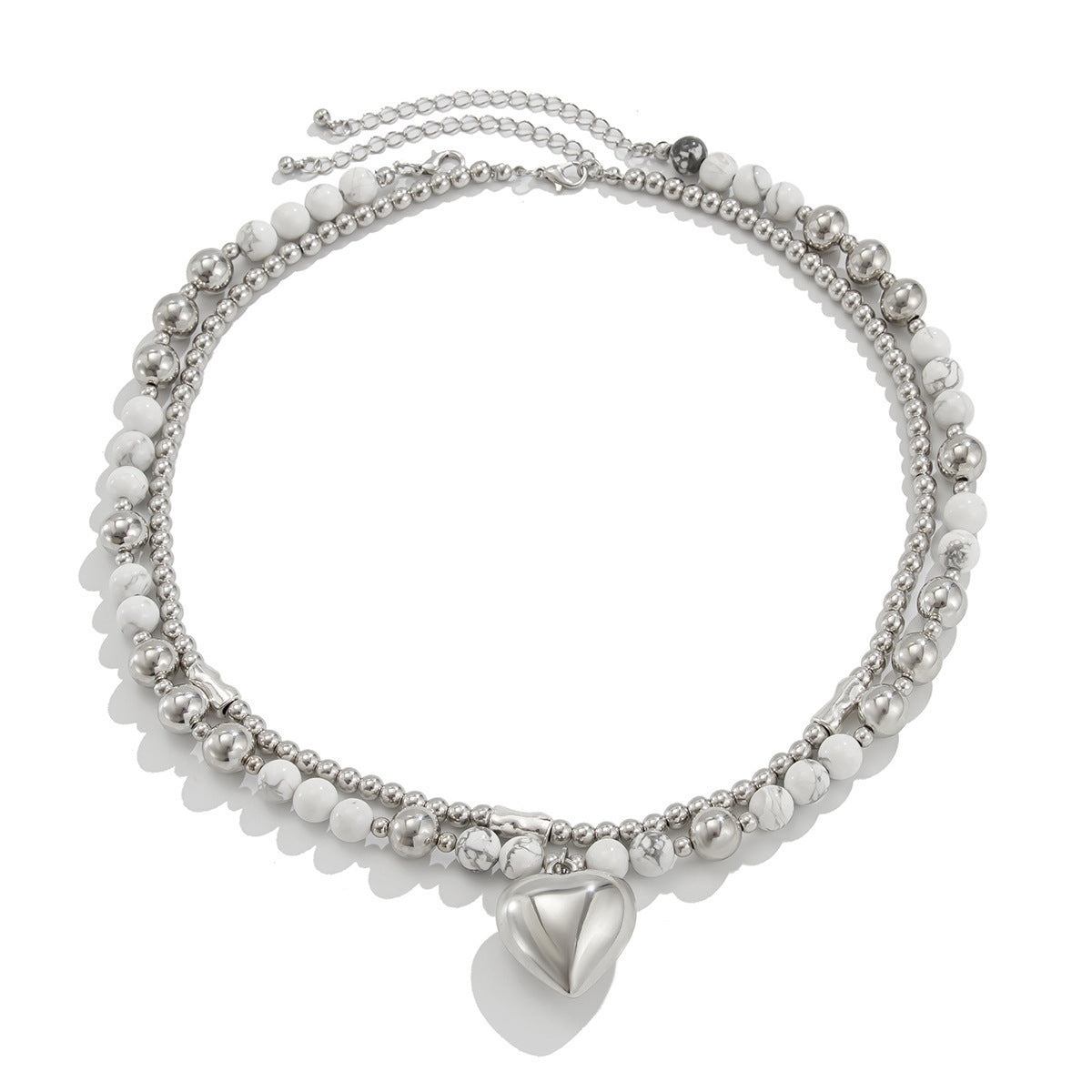 Layered Heart Pendant Beaded layer Necklace