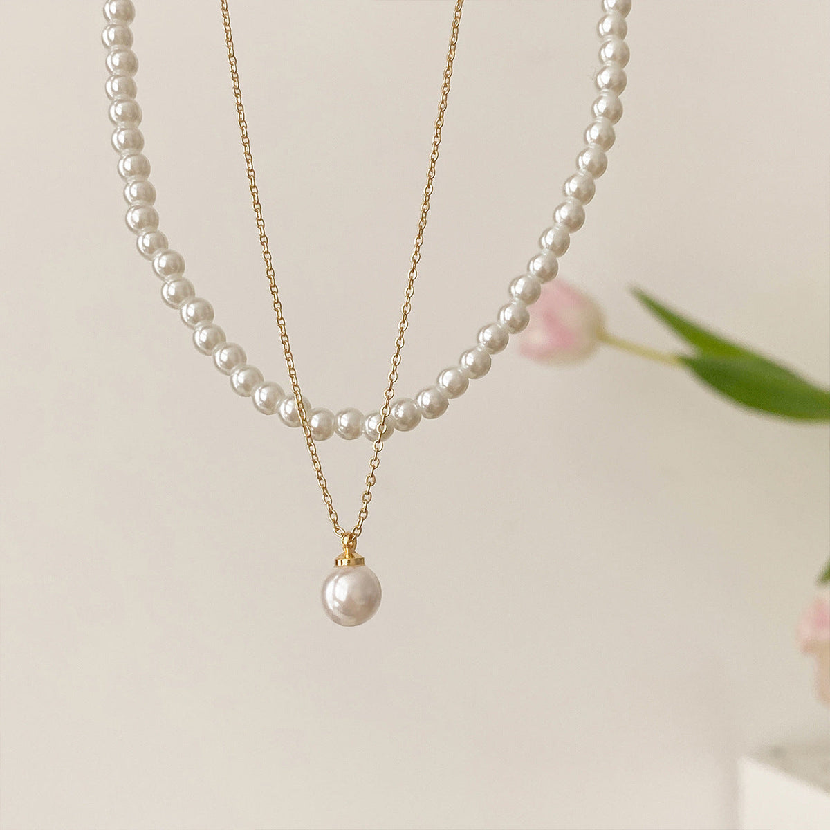 Double Layer Wearing Pearl Necklace