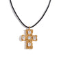 18K colorful hammered cross