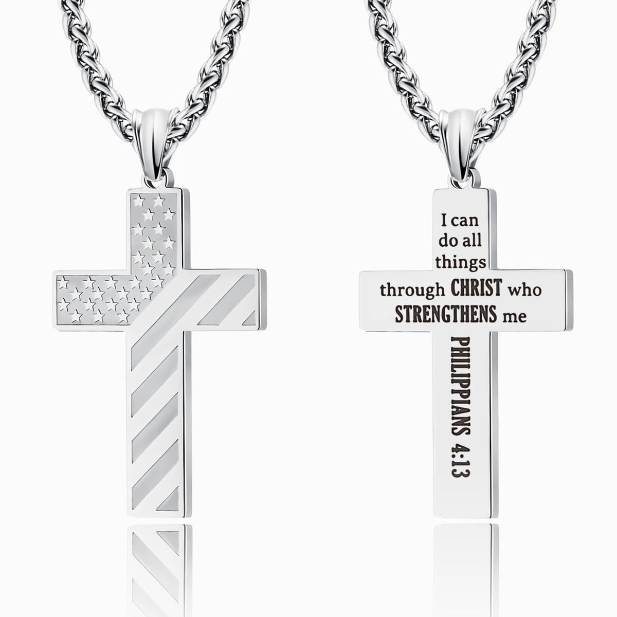 Men's National Flag Cross Stainless Steel Necklaces