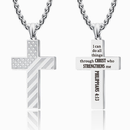 Men's National Flag Cross Stainless Steel Necklaces