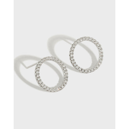Round Full Rhinestone Stud Earrings
