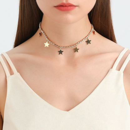 Tennis Chain Necklace Star Charm